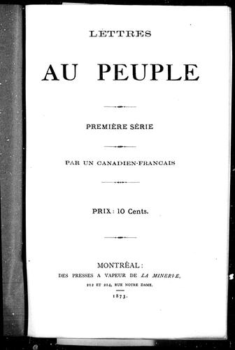 Lettres au peuple by Canadien-français. cover