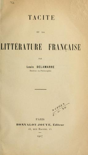 Tacite et la littérature française by Louis Delamarre cover