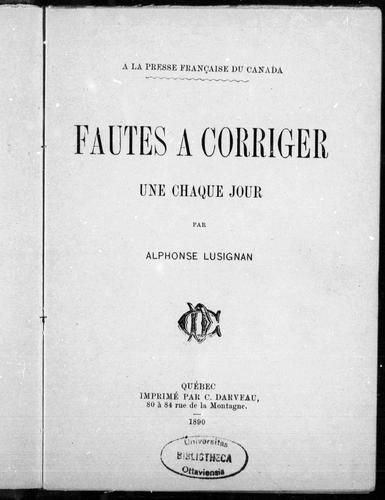 Fautes à corriger une chaque jour