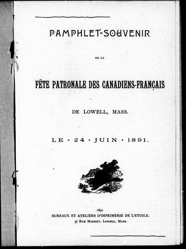 Pamphlet-souvenir de la fête patronale des Canadiens-français de Lowell, Mass., le 24 juin 1891 by  cover