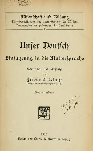 Unser Deutsch by Friedrich Kluge cover