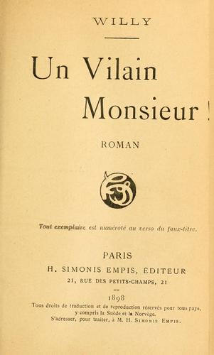 Un villain monsieur! by Henry Gauthier-Villars cover