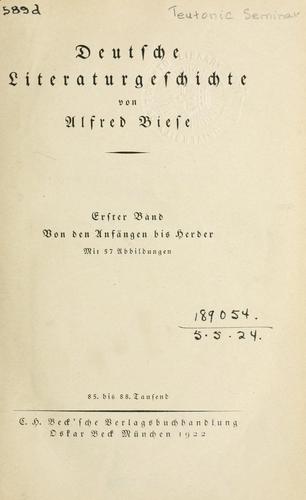 Deutsche Literaturgeschichte by Alfred Biese cover