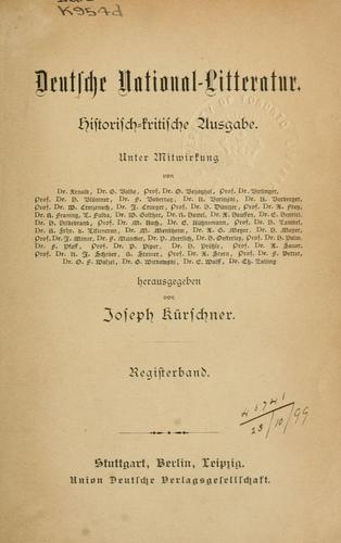 Deutsche National-Litteratur ... Historischkritische Ausgabe. Registerband by Joseph Kürschner cover