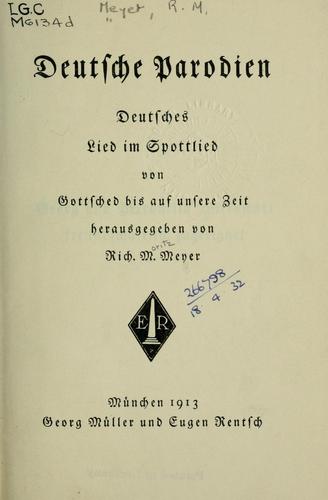 Deutsche Parodien by Richard Moritz Meyer cover