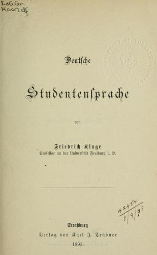 Deutsche Studentensprache by Friedrich Kluge cover