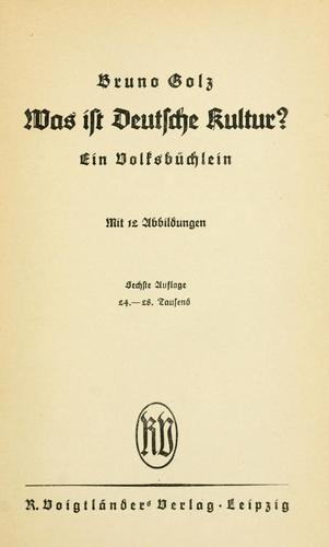 Was ist deutsche Kultur? by Bruno Golz cover