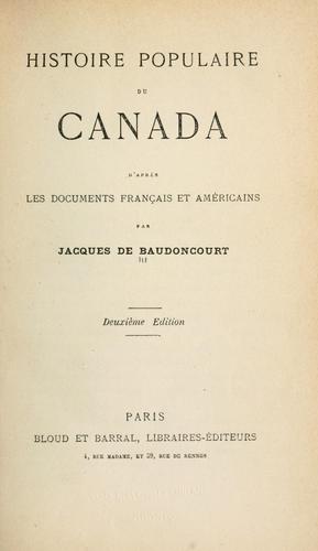Histoire populaire du Canada by Jacques de Baudoncourt cover