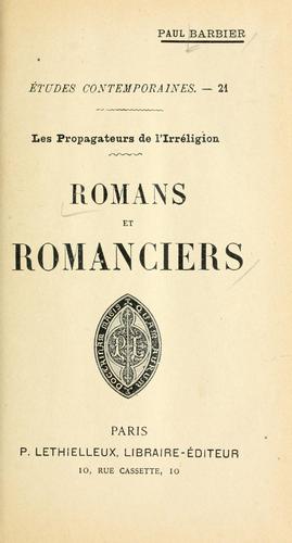 Romans et romanciers by Paul Barbier cover