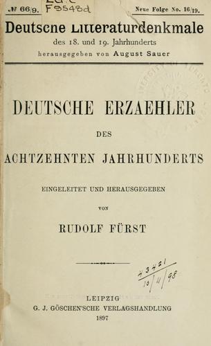 Deutsche Erzähler des achtzehnten Jahrhunderts by Rudolf Fürst cover