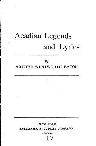 Acadian legends and lyrics