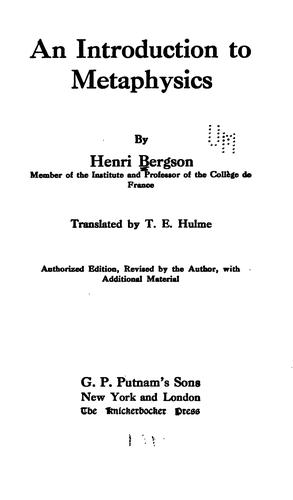 An introduction to metaphysics