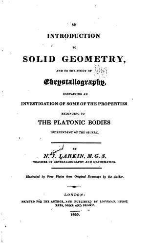 An introduction to solid geometry and to the study of crystallography