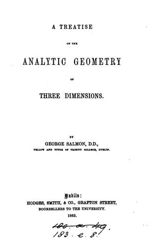 A treatise on the analytic geometry of three dimensions