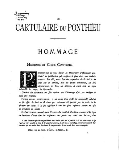 Cartulaire du comté de Ponthieu by Ponthieu (France) cover