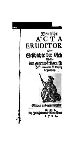 Deutsche acta eruditorum by  cover
