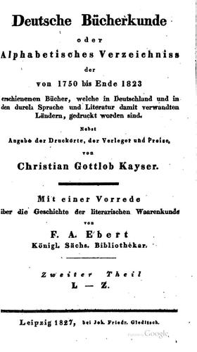 Deutsche bücherkunde by C. G. Kayser cover