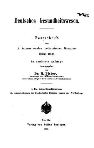 Deutsches gesundheitswesen by Moritz Pistor cover