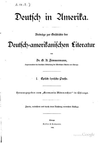 Deutsch in Amerika by Gustav Adolf Zimmermann cover
