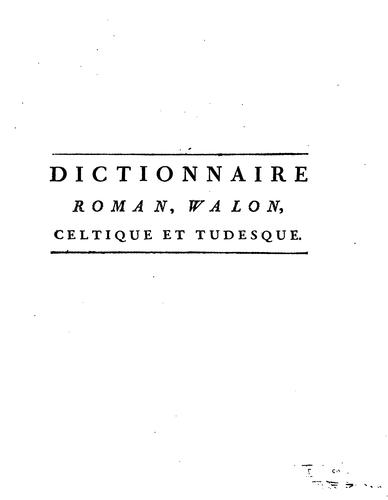 Dictionnaire roman by Jean François cover