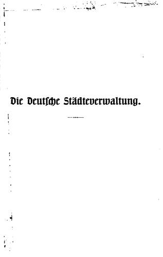 Die deutsche städteverwaltung by Carl Hugo Lindemann cover