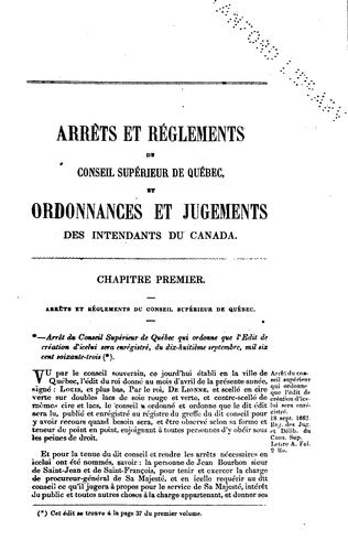 Édits, ordonnances royaux, déclarations et arrêts du Conseil dʹÉtat du roi concernant le Canada by New France cover