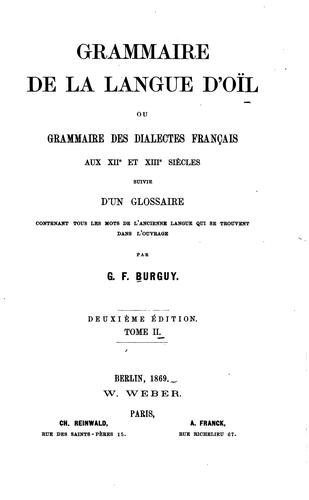 Grammaire de la langue d'oïl
