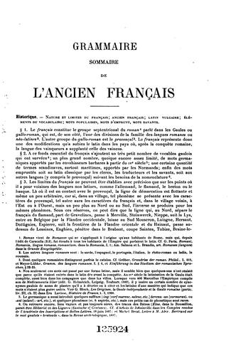 Grammaire sommaire de 1!ancien français .. by J Bonnard cover