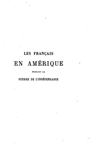 Les Français en Amérique pendant la guerre de l'indépendance des États-Unis 1777-1783 by Balch, Thomas cover