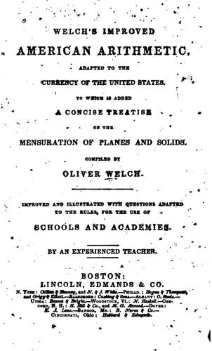 Welch's improved American arithmetic, adapted to the currency of the United States