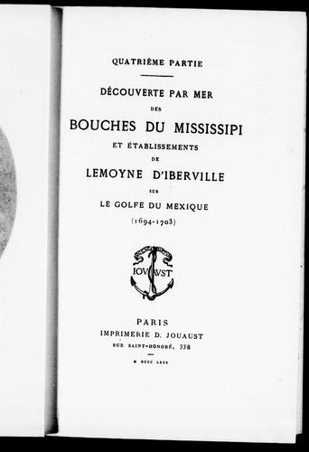 Découverte par mer des bouches du Mississippi by Pierre Margry cover