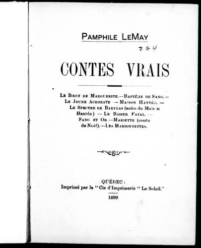 Contes vrais by Pamphile Lemay cover