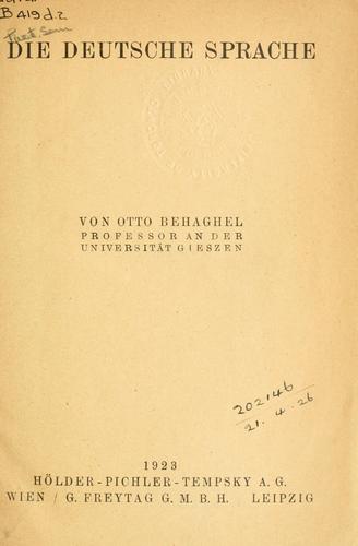 Die deutsche Sprache by Otto Behaghel cover