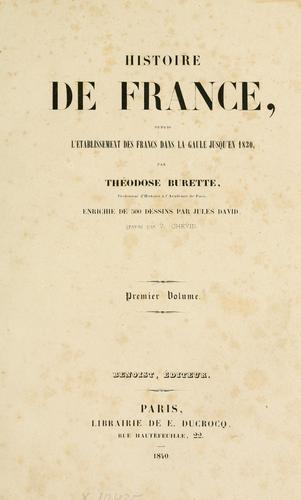 Histoire de France depuis l'etablissement des Francs dans la Gaule jusqu'en 1830 by Théodose Burette cover