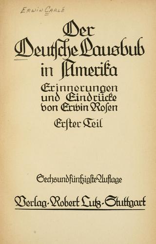 Der deutsche lausbub in Amerika by Erwin Carlé cover