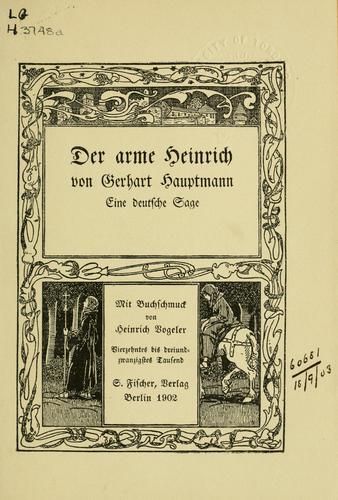 Der arme Heinrich by Gerhart Hauptmann cover