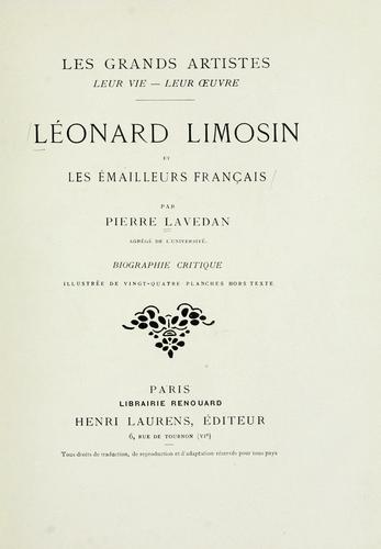 Léonard Limosin et les émailleurs français by Pierre Lavedan cover