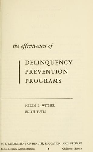 The effectiveness of delinquency prevention programs