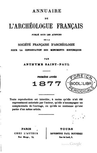 Annuaire de l'archéologue français .. by Anthyme Saint-Paul cover