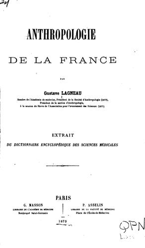 Anthropologie de la France by Gustave Simon Lagneau cover