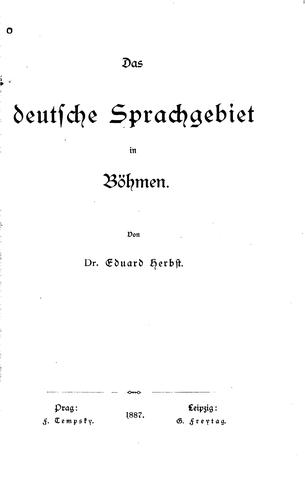 Das deutsche Sprachgebiet in Böhmen by Eduard Herbst cover