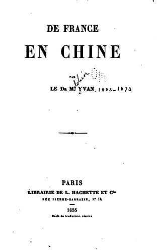 De France en Chine by Melchior Yvan cover