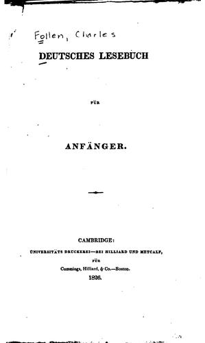 Deutsches Lesebuch für Anfänger by Charles Follen cover