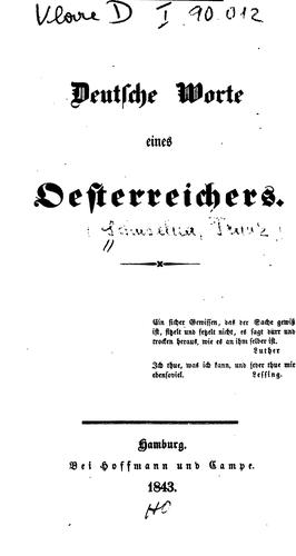 Deutsche Worte eines Oesterreichers by Franz Schuselka cover