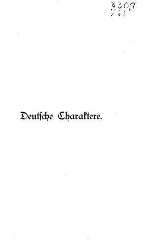 Deutsche Charaktere by Richard Moritz Meyer cover