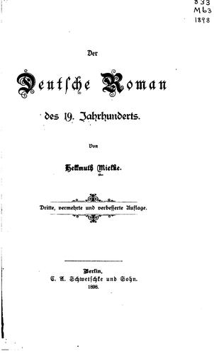 Der deutsche Roman des 19. Jahrhunderts by Hellmuth Mielke cover