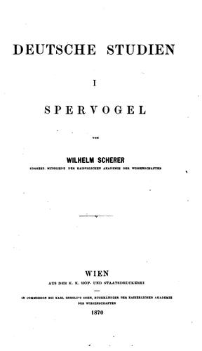 Deutsche Studien by Wilhelm Scherer cover
