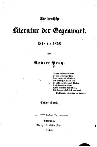 Die deutsche Literatur der Gegenwart, 1848 bis 1858 by Robert Eduard Prutz cover