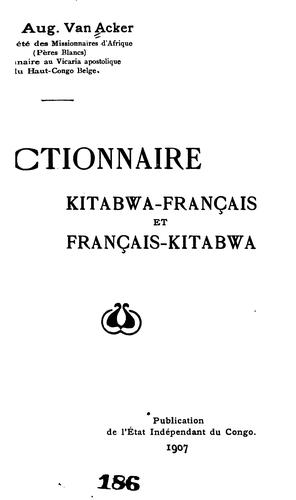 Dictionnaire kitabwa-français et français-kitabwas by Auguste van Acker cover