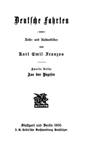 Deutsche Fahrten: Reise- und Kulturbilder by Karl Emil Franzos cover